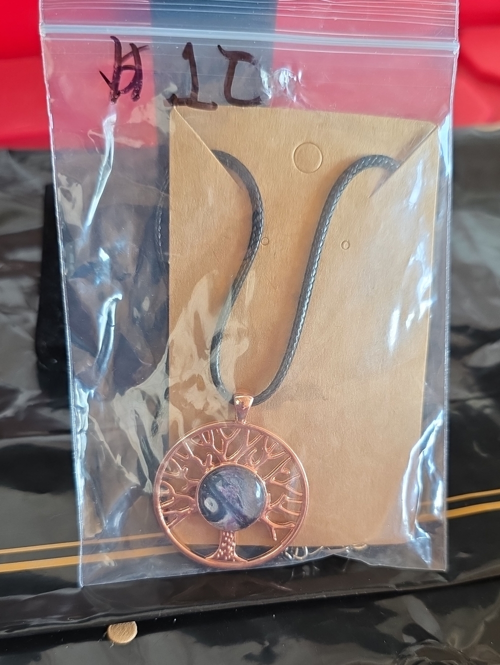 Tree of Life Copper Pendant Necklace with Blue Stone